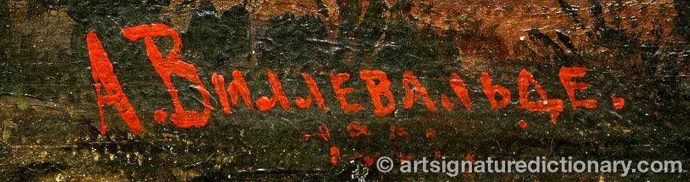 Authentic signature by Alexander Bogdanovich VILLEVALDE on  artwork