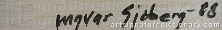 Authentic signature by Ingvar SJÖBERG on  artwork