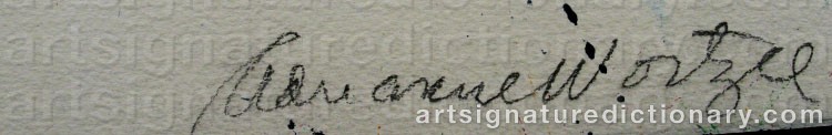 Authentic signature by Adrianne WORTZEL on  artwork