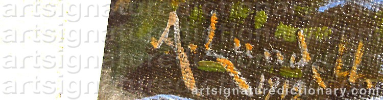 Authentic signature by A. LUNDELL on  artwork