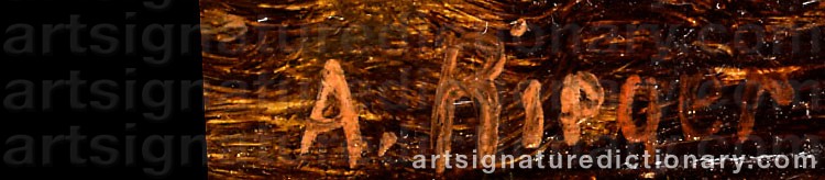 Authentic signature by Albert RIEGER on  artwork