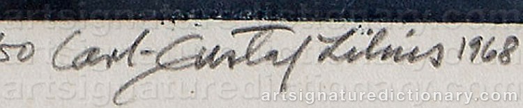 Authentic signature by Carl-Gustaf LILIUS on  artwork