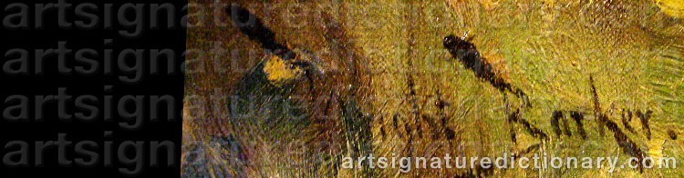 Authentic signature by Wright BARKER on  artwork