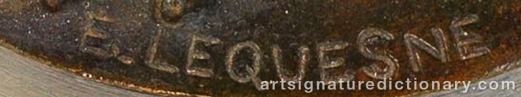 Authentic signature by Eugène Louis LEQUESNE on  artwork