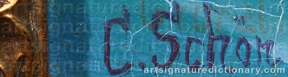 Authentic signature by C SCHÖN on  artwork