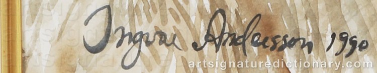 Authentic signature by Ingvar ANDERSSON on artwork