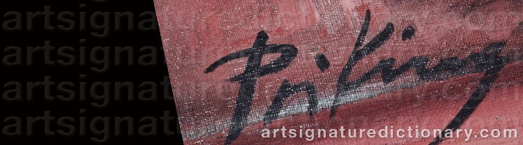 Authentic signature by Franz PRIKING on artwork
