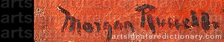 Authentic signature by Morgan RUSSELL on  artwork