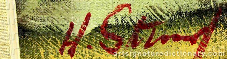 Authentic signature by Helge STRAND on  artwork