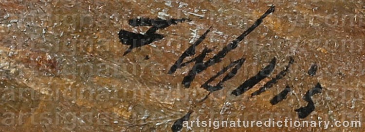 Authentic signature by Frank WALLIS on Painting/Watercolour artwork