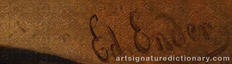 Authentic signature by Eduard ENDER on  artwork