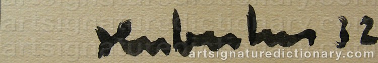 Authentic signature by Hubert LÄRN on  artwork