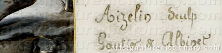 Authentic signature by Eugène Antoine AIZELIN on  artwork