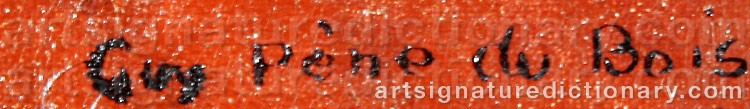Authentic signature by Guy PENE DU BOIS on  artwork