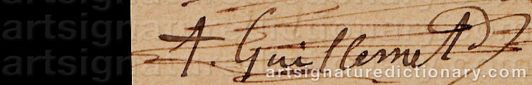 Authentic signature by Jean Baptiste Antoine GUILLEMET on artwork