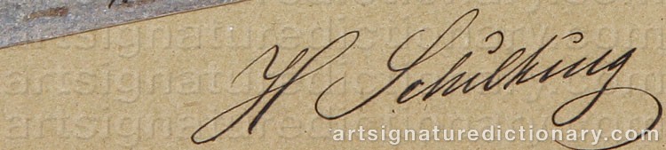Authentic signature by Heinrich SCHILKING on  artwork