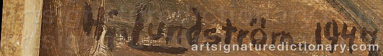 Authentic signature by Hjalmar LUNDSTRÖM on  artwork
