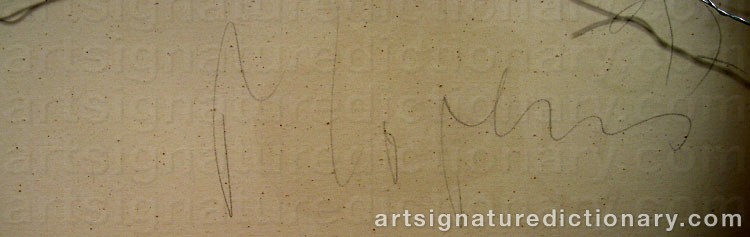 Authentic signature by Michel MAJERUS on  artwork