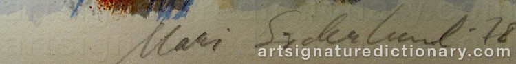 Authentic signature by Mari SÖDERLUND on  artwork