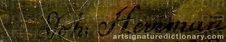 Authentic signature by Johann HERMANN on  artwork
