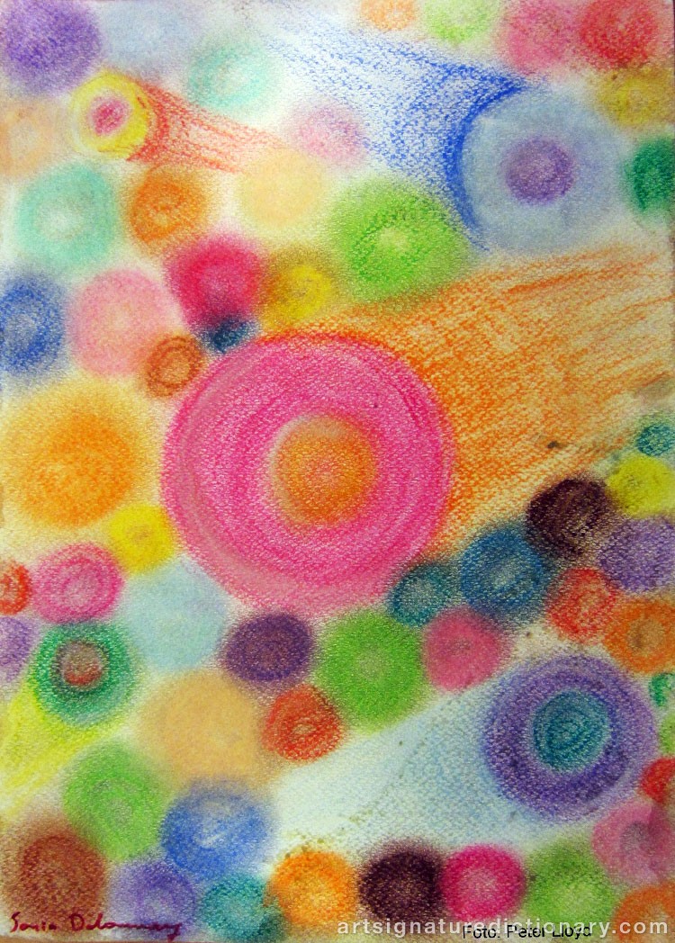 Close-up details showing Sonia DELAUNAY signature forgery characteristics