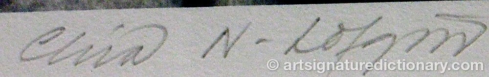Authentic signature by Chia N-LÖFQVIST on  artwork
