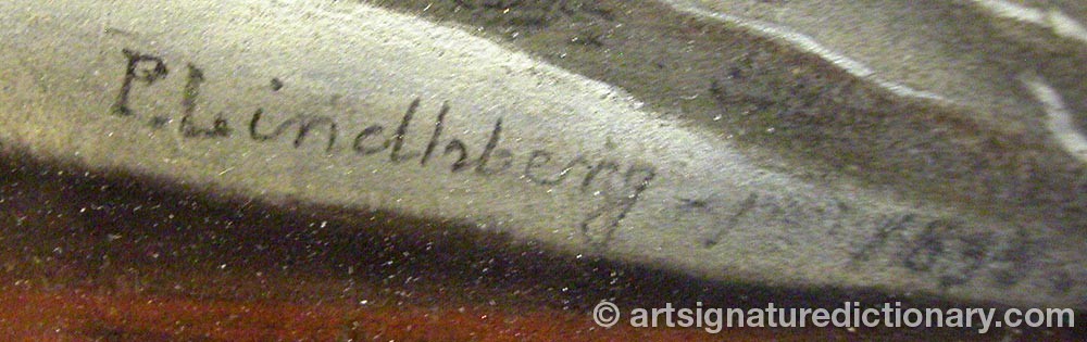 Authentic signature by Pehr LINDHBERG on  artwork