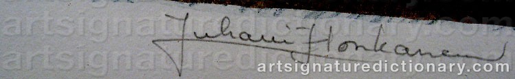 Authentic signature by Juhani HONKANEN on  artwork