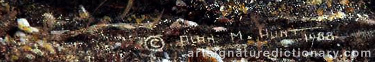 Authentic signature by Alan M. HUNT on  artwork