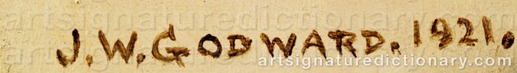 Authentic signature by John William GODWARD on  artwork