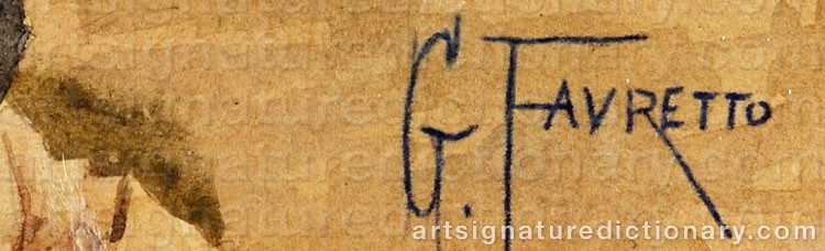 Authentic signature by Giacomo FAVRETTO on  artwork
