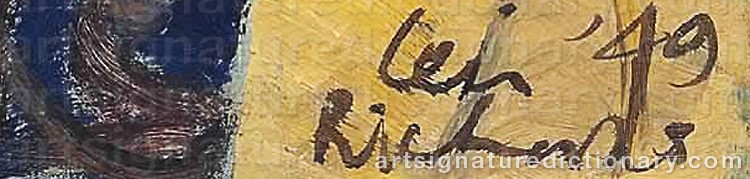 Authentic signature by Ceri Garaldus RICHARDS on  artwork