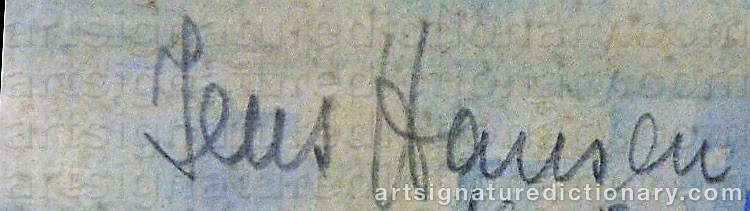 Authentic signature by Jens HANSEN on  artwork