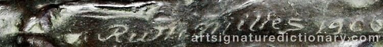 Authentic signature by Ruth MILLES on artwork