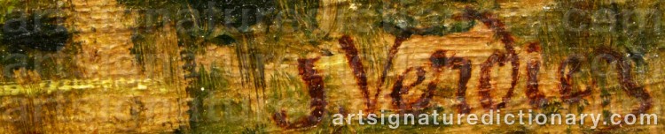 Authentic signature by Paul Julien VERDIER on  artwork