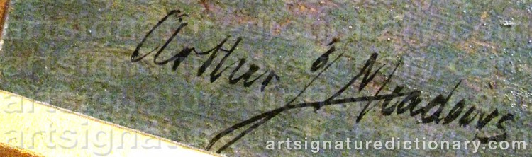 Authentic signature by Arthur Joseph MEADOWS on Painting/Watercolour artwork