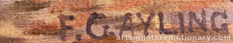 Authentic signature by George AYLING on  artwork