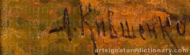 Authentic signature by Aleksej Danilovich KIVSENKO on  artwork