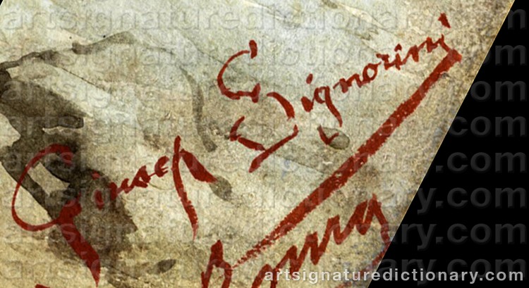 Authentic signature by Giuseppe SIGNORINI on Painting/Watercolour artwork