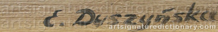 Authentic signature by E. DUSZYNSKA on  artwork