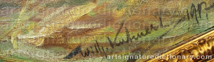 Authentic signature by Friedrich Wilhelm KUHNERT on Painting/Watercolour artwork