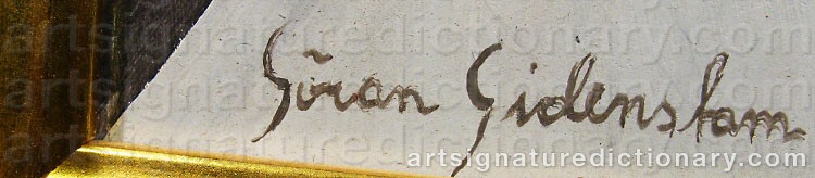Authentic signature by Göran GIDENSTAM on  artwork
