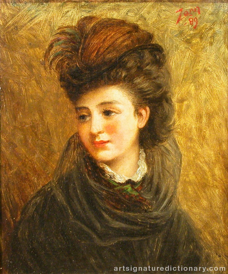 Close-up details showing Anders ZORN signature forgery characteristics