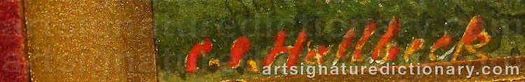 Authentic signature by Carl Svante HALLBECK on artwork