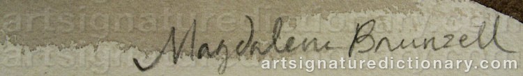 Authentic signature by Magdalena BRUNZELL on  artwork
