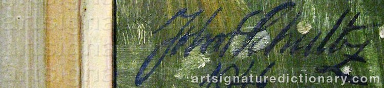 Authentic signature by John SCHULTZ on artwork