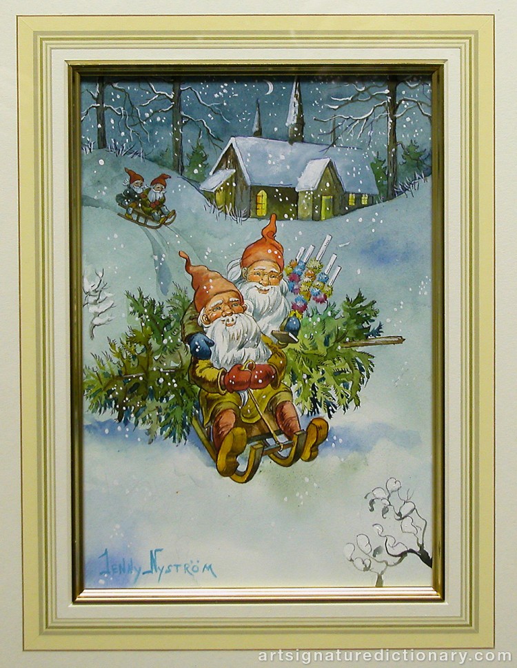 Close-up details showing Jenny NYSTRÖM signature forgery characteristics