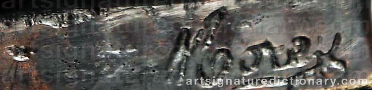 Authentic signature by Virgile MOREY on  artwork