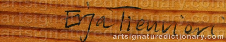 Authentic signature by Erja TIENVIERI on  artwork