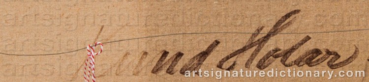 Authentic signature by Knud HOLAR on Painting/Watercolour artwork